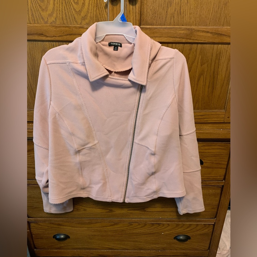Torrid Scuba Pink Moto Jacket
